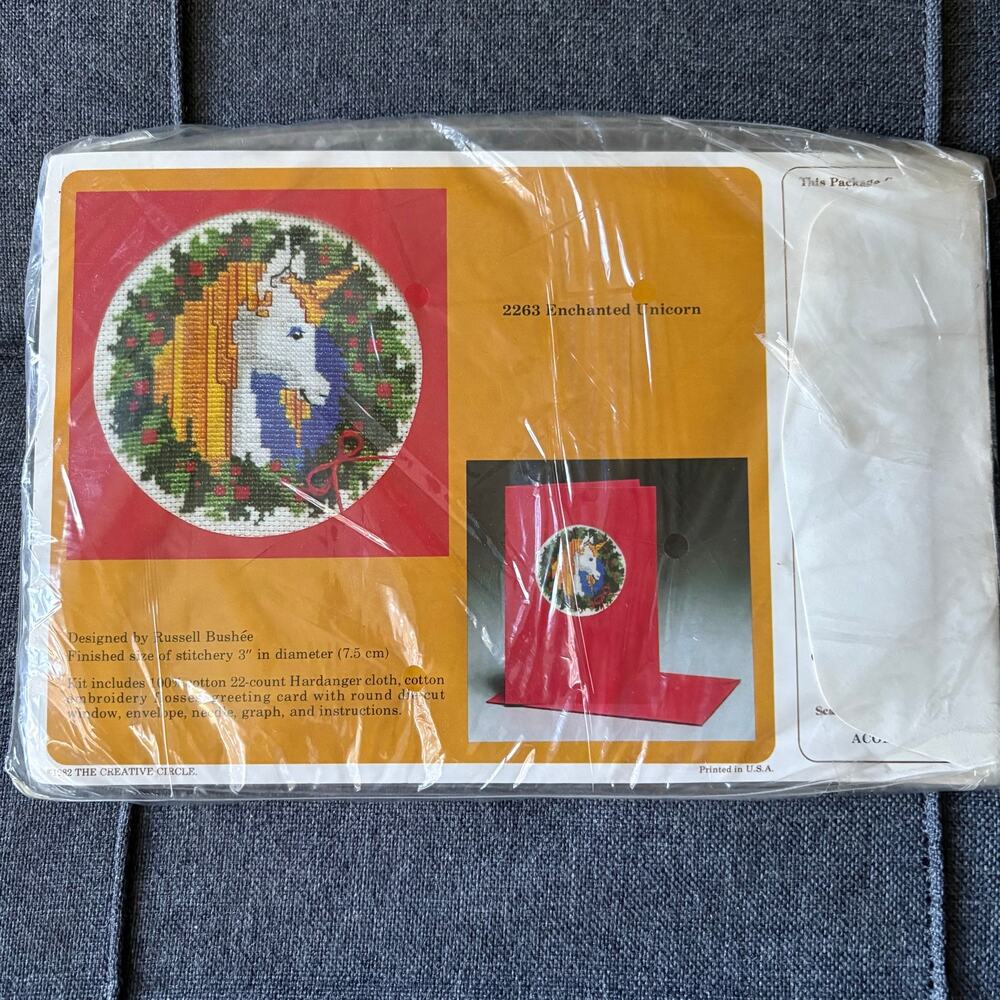 Enchanted Unicorn Vintage Counted Cross Stitch Kit by The Creative Circle - 1982